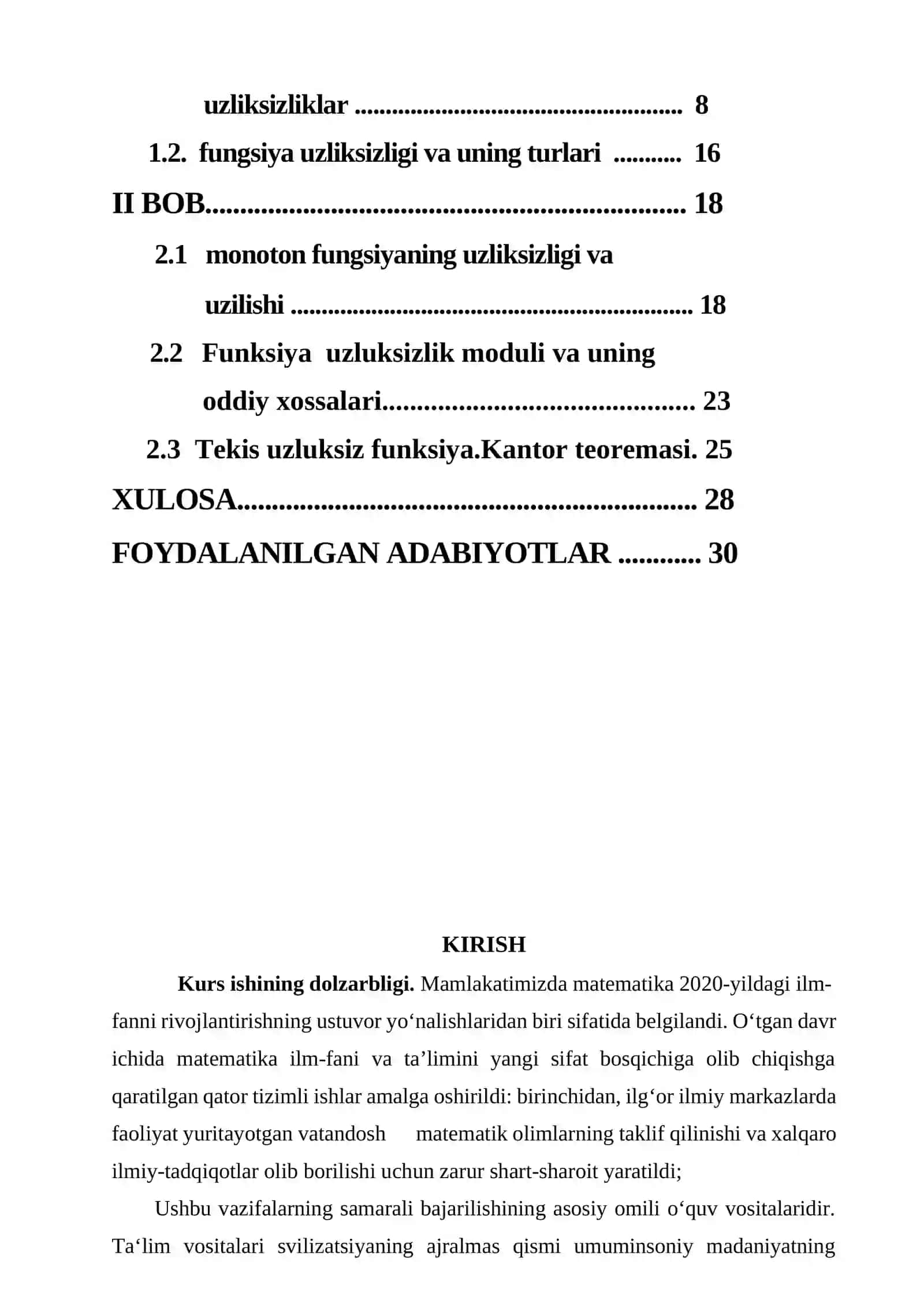 Fungsiyaning uzliksizligi va uzulishi hamda kesmada uzliksiz fungsiyaning xossalari 2