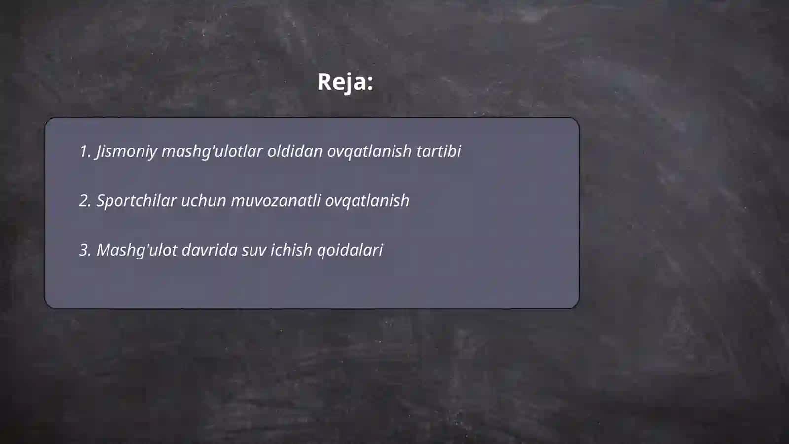 Jismoniy tarbiya va sport mashgʻulotlari davrida ovqatlanish gigiyenasi 2