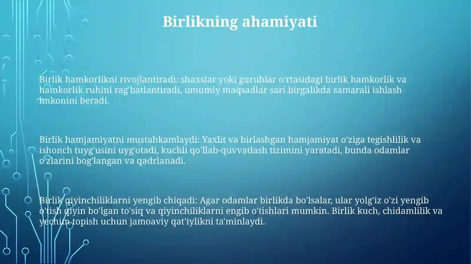 Birlik hamkorlikni rivojlantiradi 2
