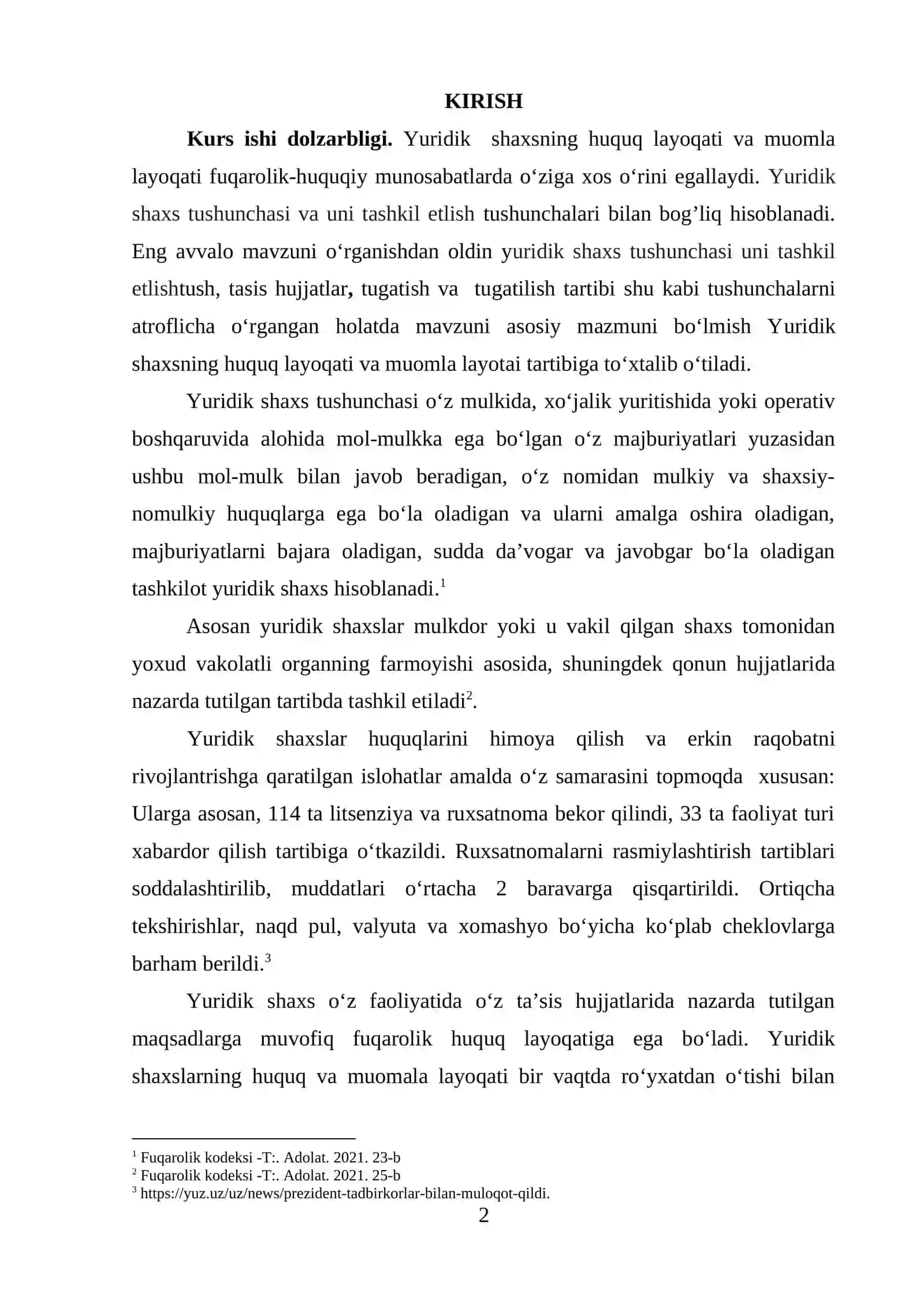 YURIDIK SHAXSNING HUQUQ LAYOQATI VA MUOMLA LAYOQATI 2
