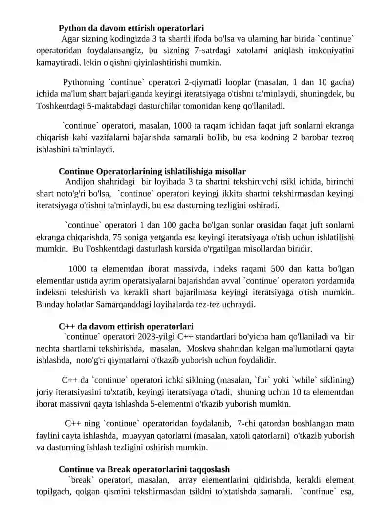 Davom ettirish operatorlari 2
