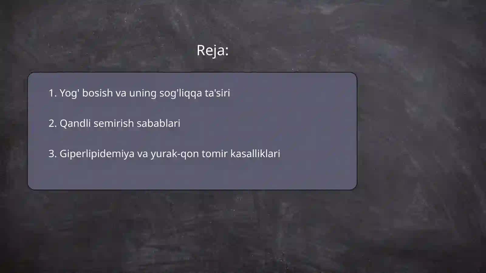 Yog' bosish, semirish, giperlipidemiya, sfingolipidozlar 2
