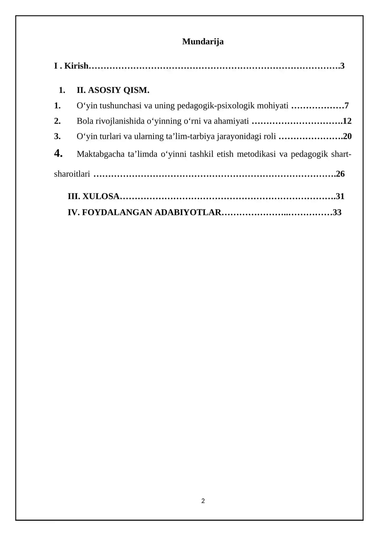 O‘YIN — BOLA FAOLIYATINING ASOSIY TURI SIFATIDA 2