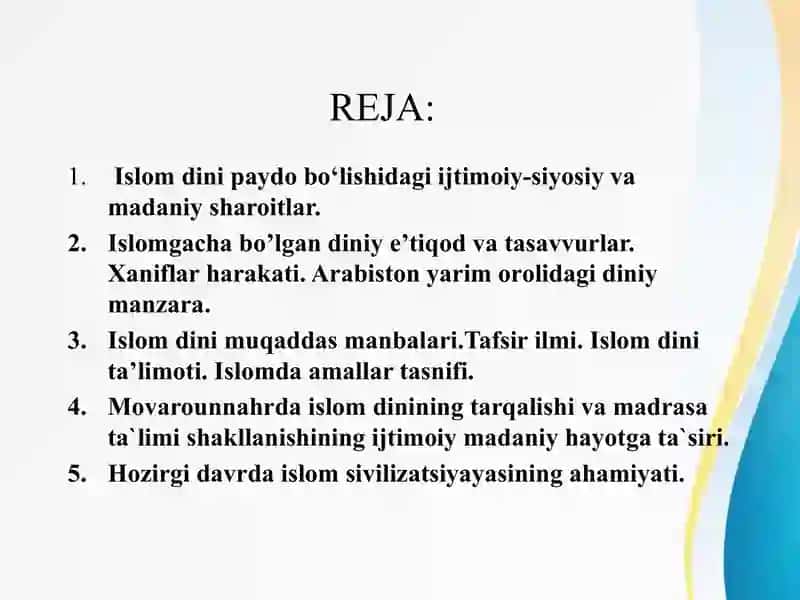 Islom dini tarixi va mohiyati  Ислом дини тарихи ва мохияти 2
