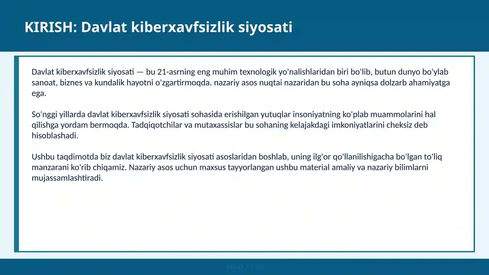 Davlat Kiberxavfsizlik Siyosati 2