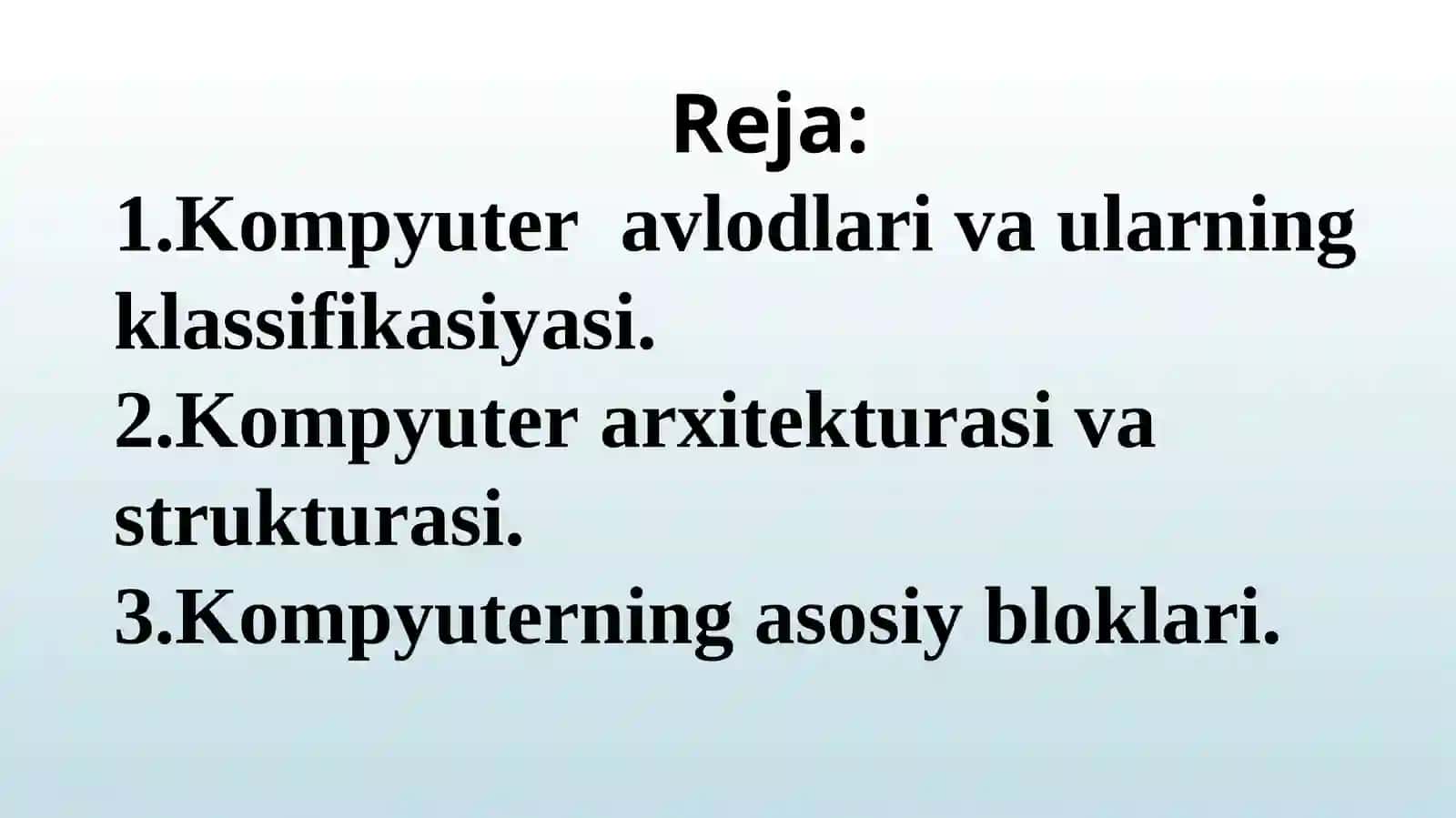 Kompyuter avlodlari va ularning klassifikasiyasi 2