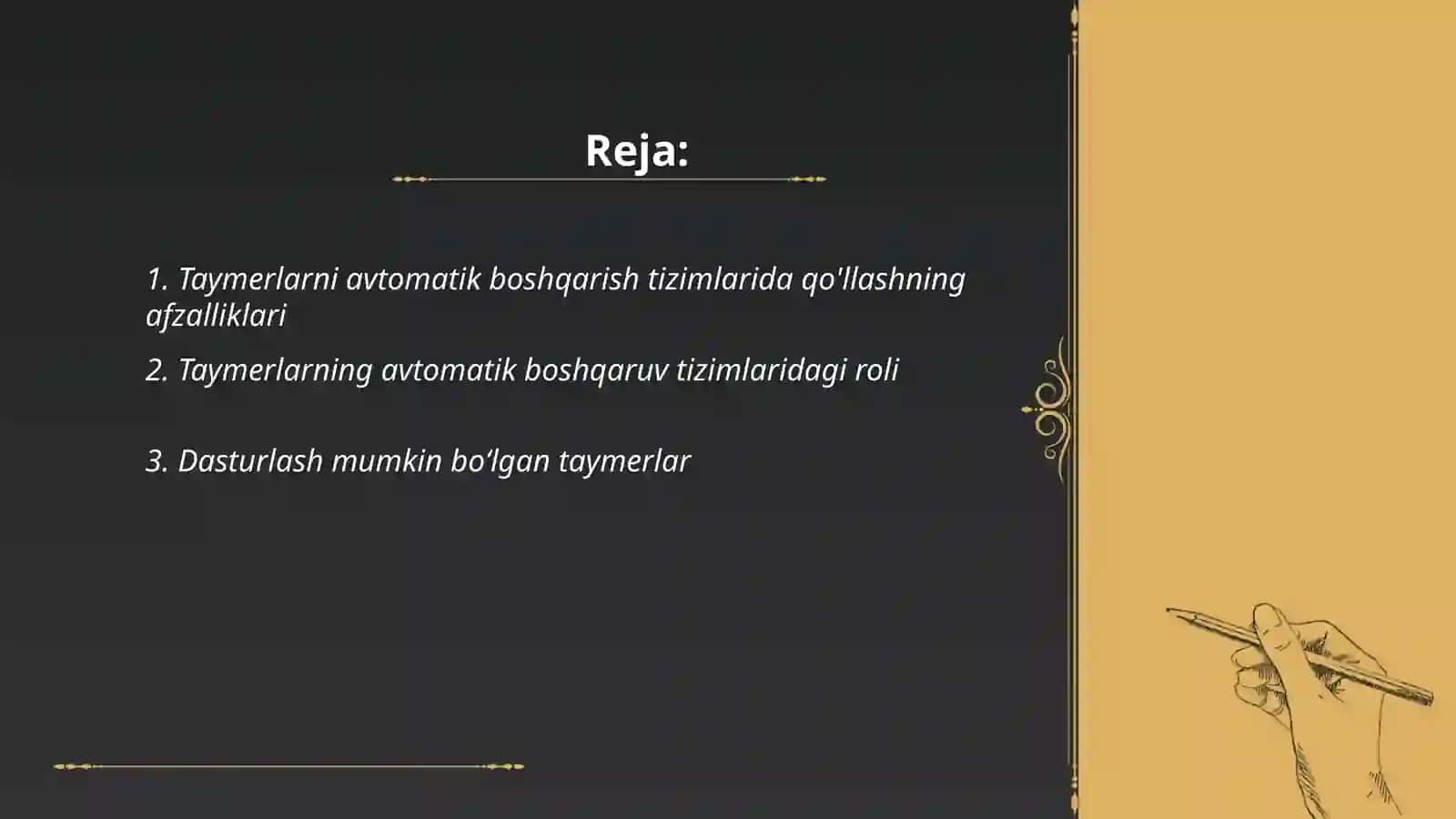 Taymerlarni avtomatik boshqarish tizimlarida qo'llash 2
