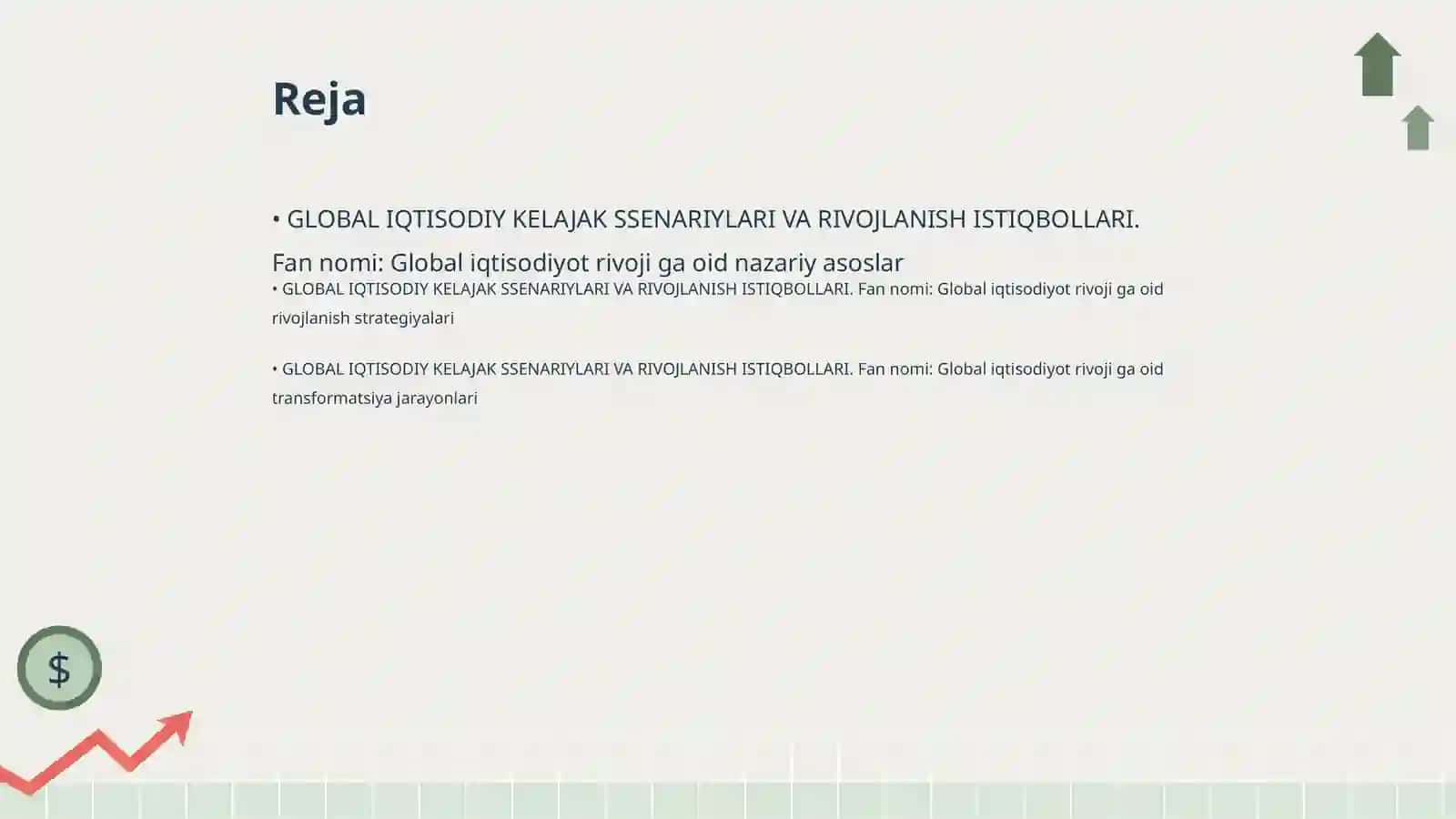 GLOBAL IQTISODIY KELAJAK SSENARIYLARI VA RIVOJLANISH ISTIQBOLLARI 2