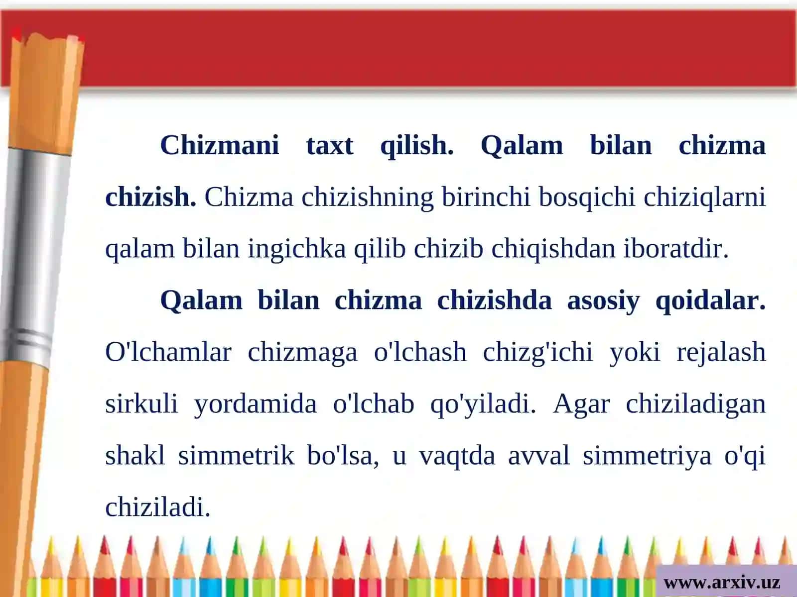 8-sinf chizmachilik darsligi asosida 2-mavzu 2
