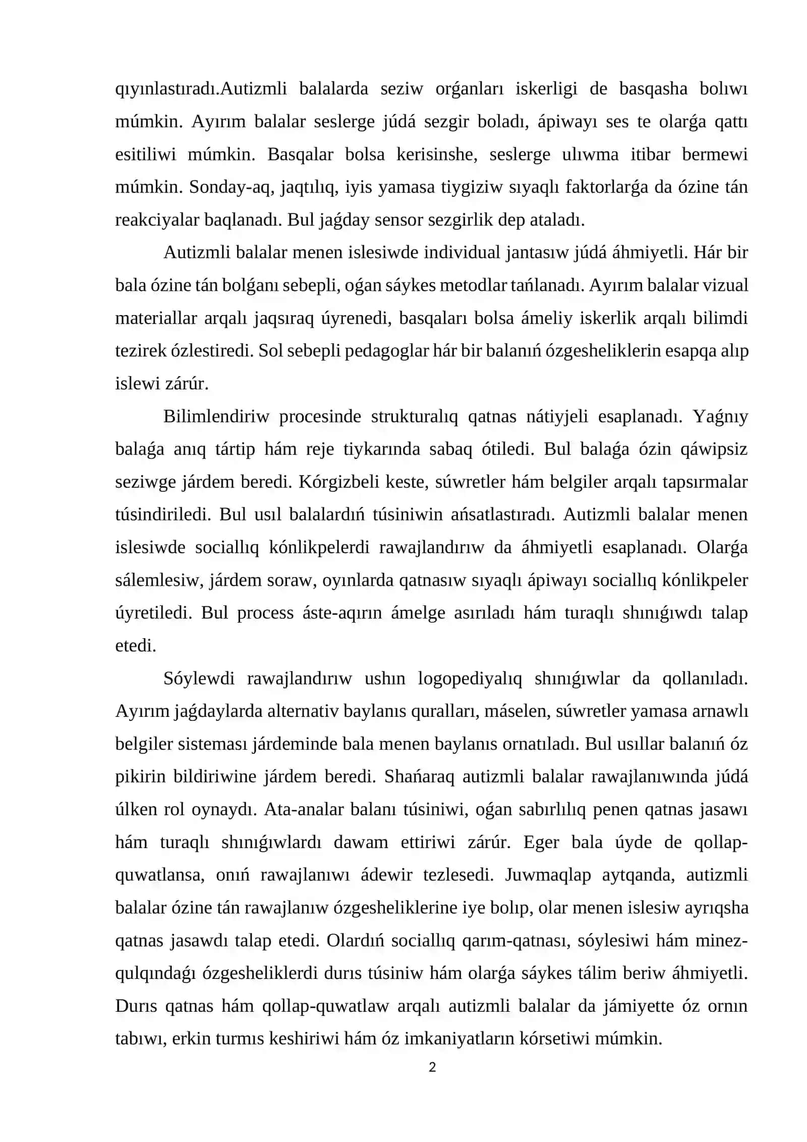 Autistik balalar ayırmashılıǵı 2