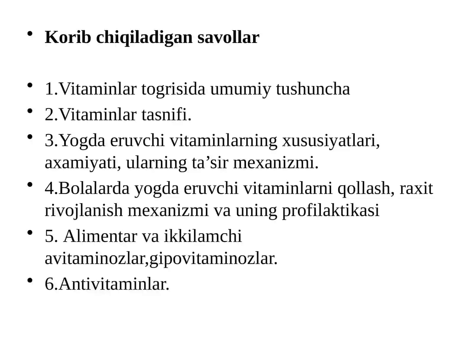 Vitaminlar, ularning organizmdagi funksiyalari, yogda eruvchi vitaminlar 2