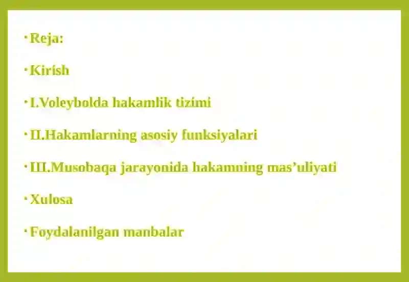 Voleybol musobaqalari doirasida hakamning funksiyalari 2