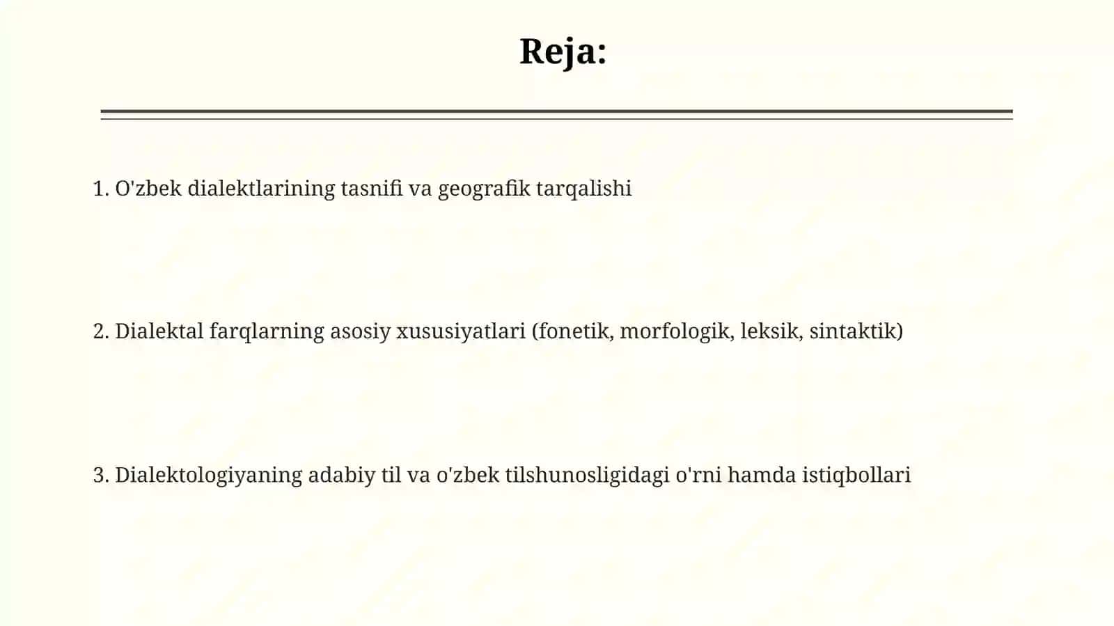 O‘zbek shevalarining o‘rganilishi (O'zbek dialects study) 2