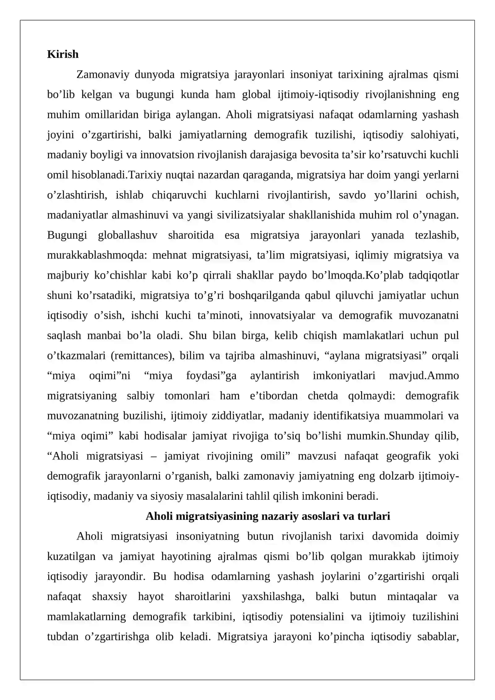 Aholi migratsiyasi – jamiyat rivojining omili 2