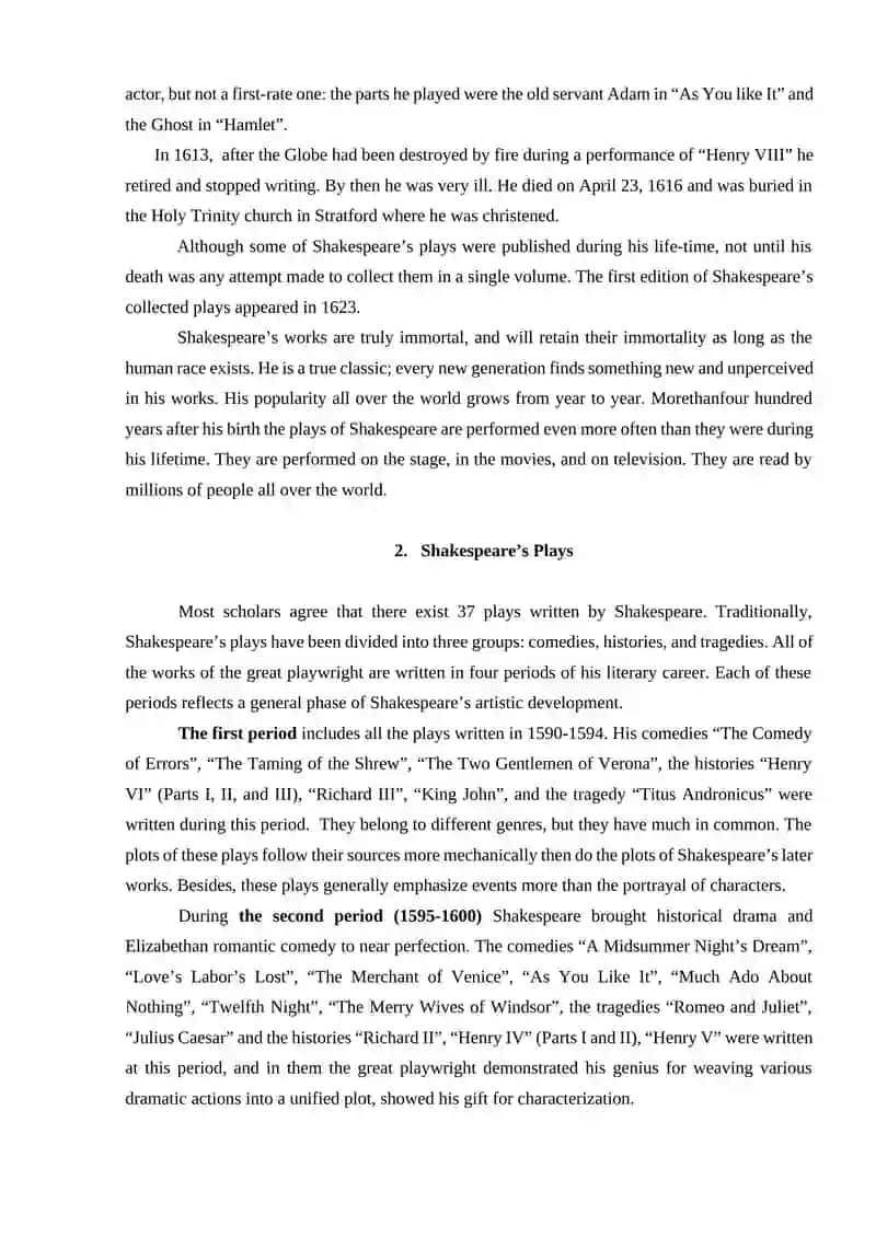 Creative works of William Shakespeare 2