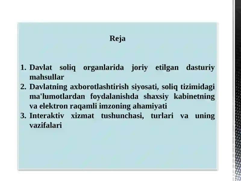 Davlatsoliq organlari dojoriy etilgan dasturiy mahsullar 2