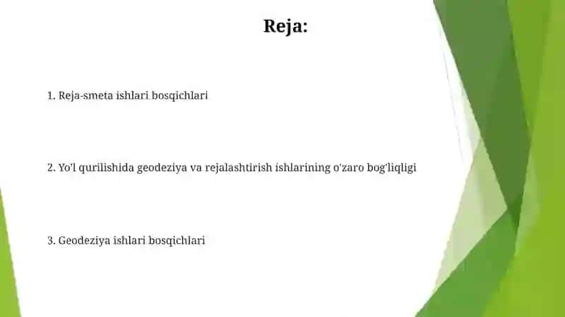 Rejalash ishlarini bosqichlarini õrganish 2