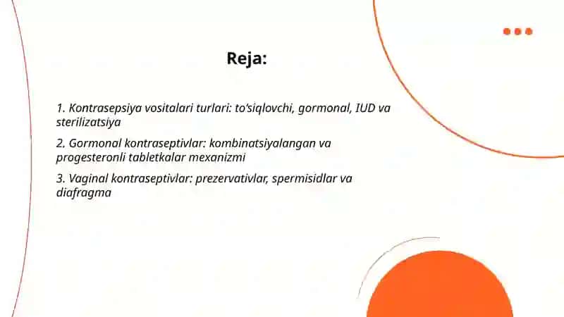 Kontrasepsiya vositalari. Probiotik va prebiotiklar 2