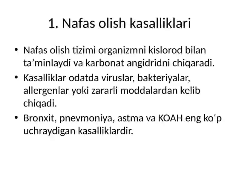 Nafas olish kasalliklari. Ingalyatorlardan foydalanish 2