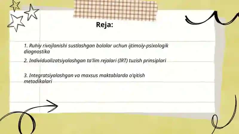 Ruhiy rivojlanishi sustlashgan bolalar ta'lim tarbiyasi 2