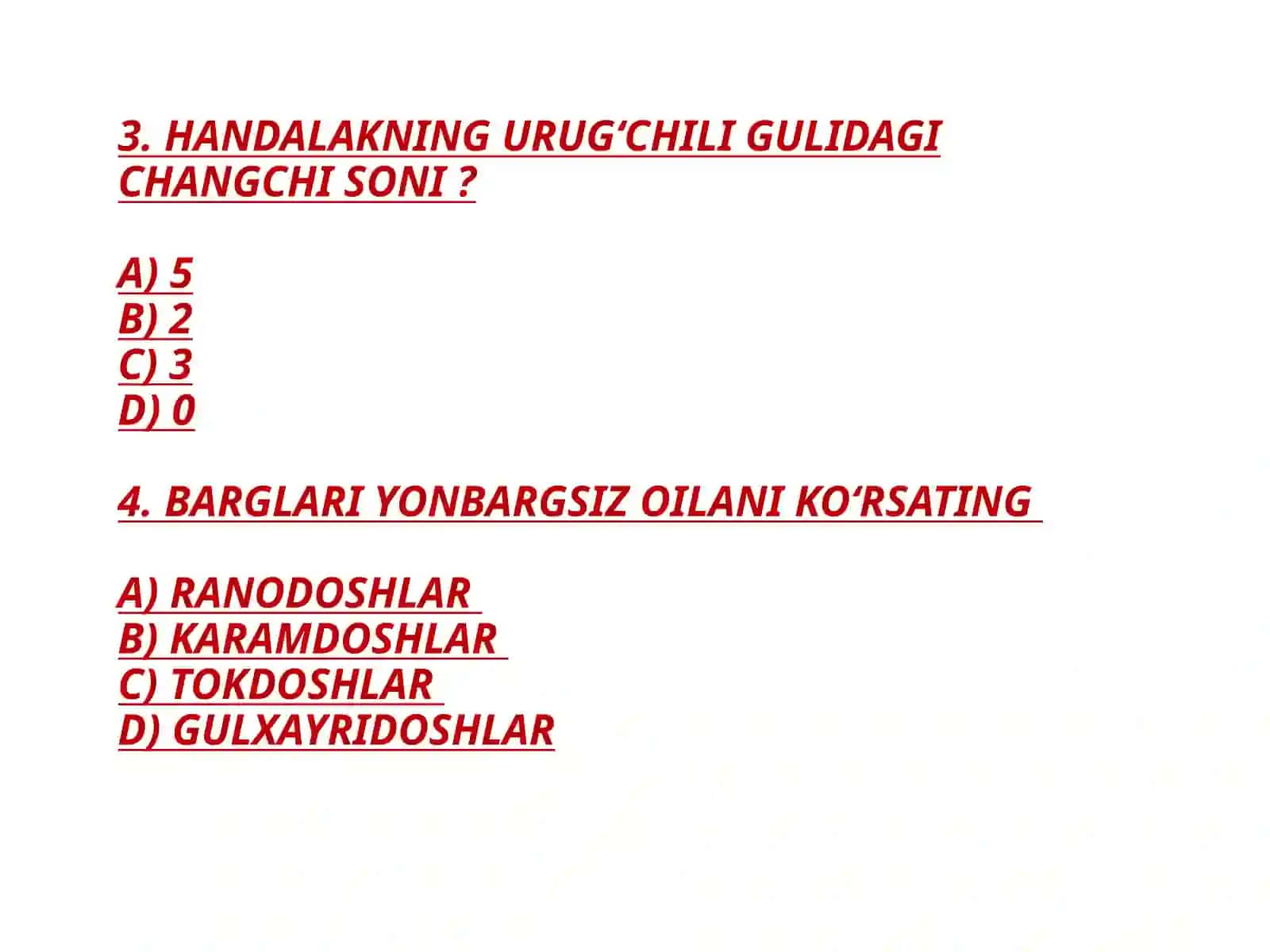ODDIY NAMATAKGA XOS TOʻGʻRI XUSUSIYATLAR BERILGAN JAVOBNI TOPING 2