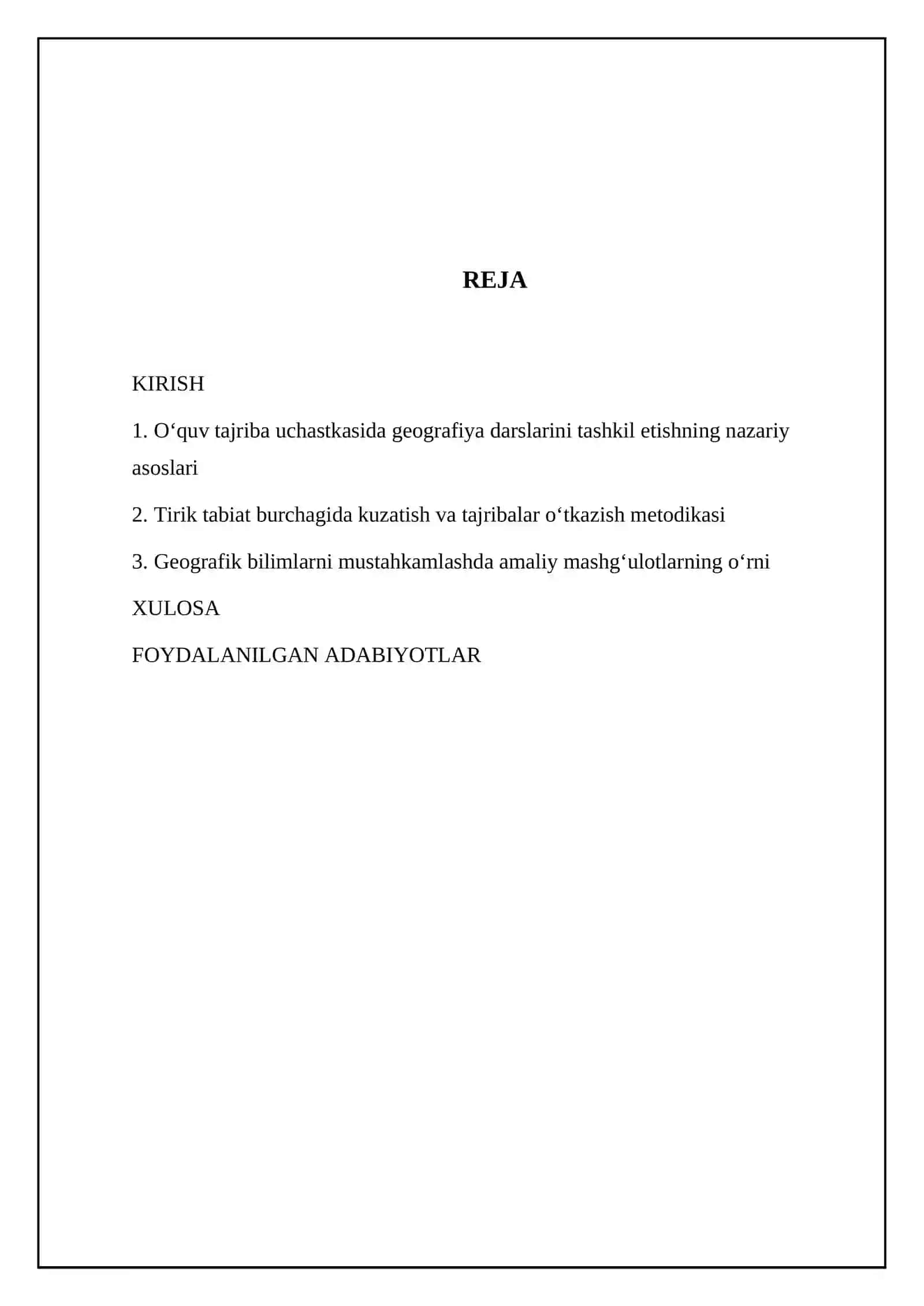 Geografiya maydonchasi tirik tabiat burchagi oʻquv tajriba uchastkasida darslarni oʻtkazish metodikasi.Kuzatish va tajribalarni tashkil etish usullarini oʻrganish 2