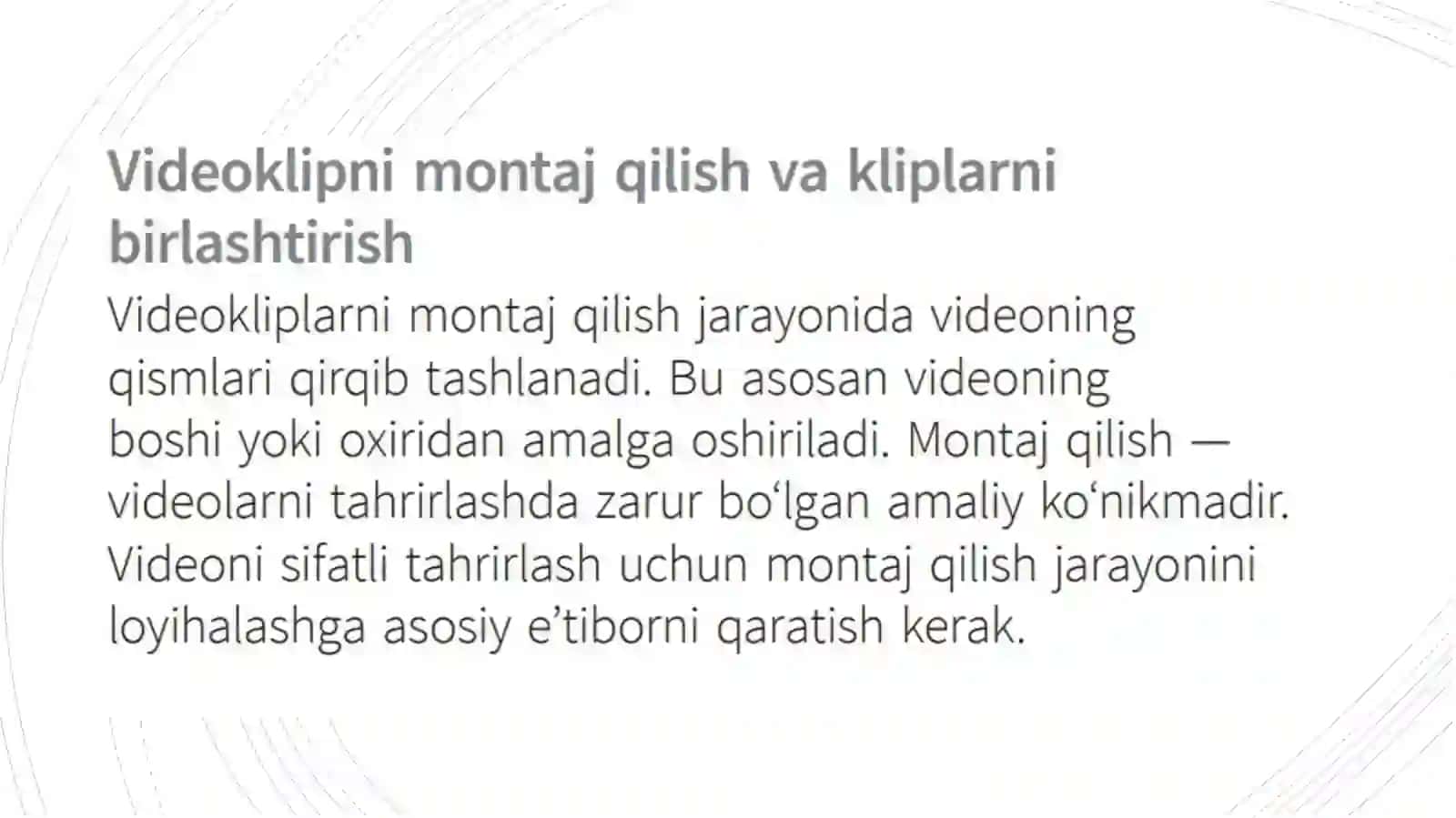 VIDEOKLIPNI MONTAJ QILISH VA KLIPLARNI BIRLASHTIRISH 2