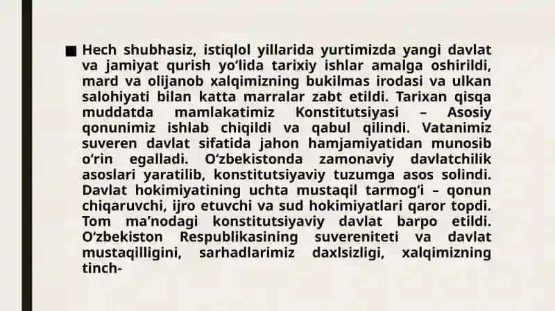 Yangi O’zbekistondagi ma’naviy o’zgarishlar 2