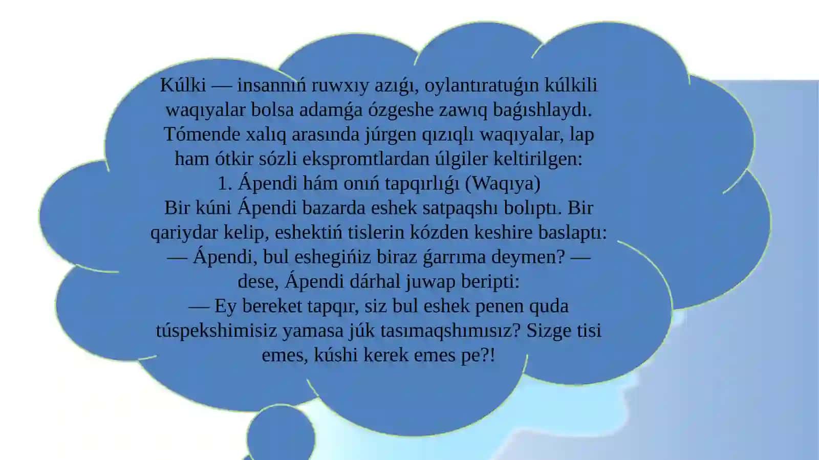 KÚLKILI WAQIYA GÚRRIŃLER HAQQINDA ÓZBETINSHE JUMISI 2
