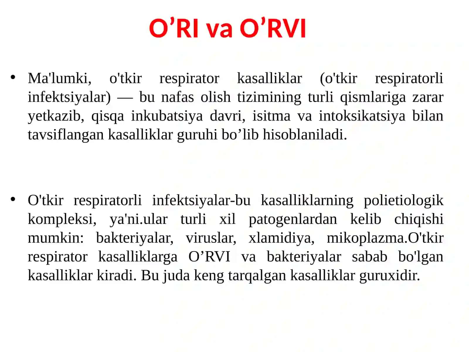 HOMILADOR AYOLLARDA NAFAS OLISH TIZIMI BILAN BOG’LIQ KASALLIKLARIDA ULARNI BOSHQARISH. O’RVIBILAN KASALLANGANHOMILADOR AYOLLARNI BOSHQARISH 2