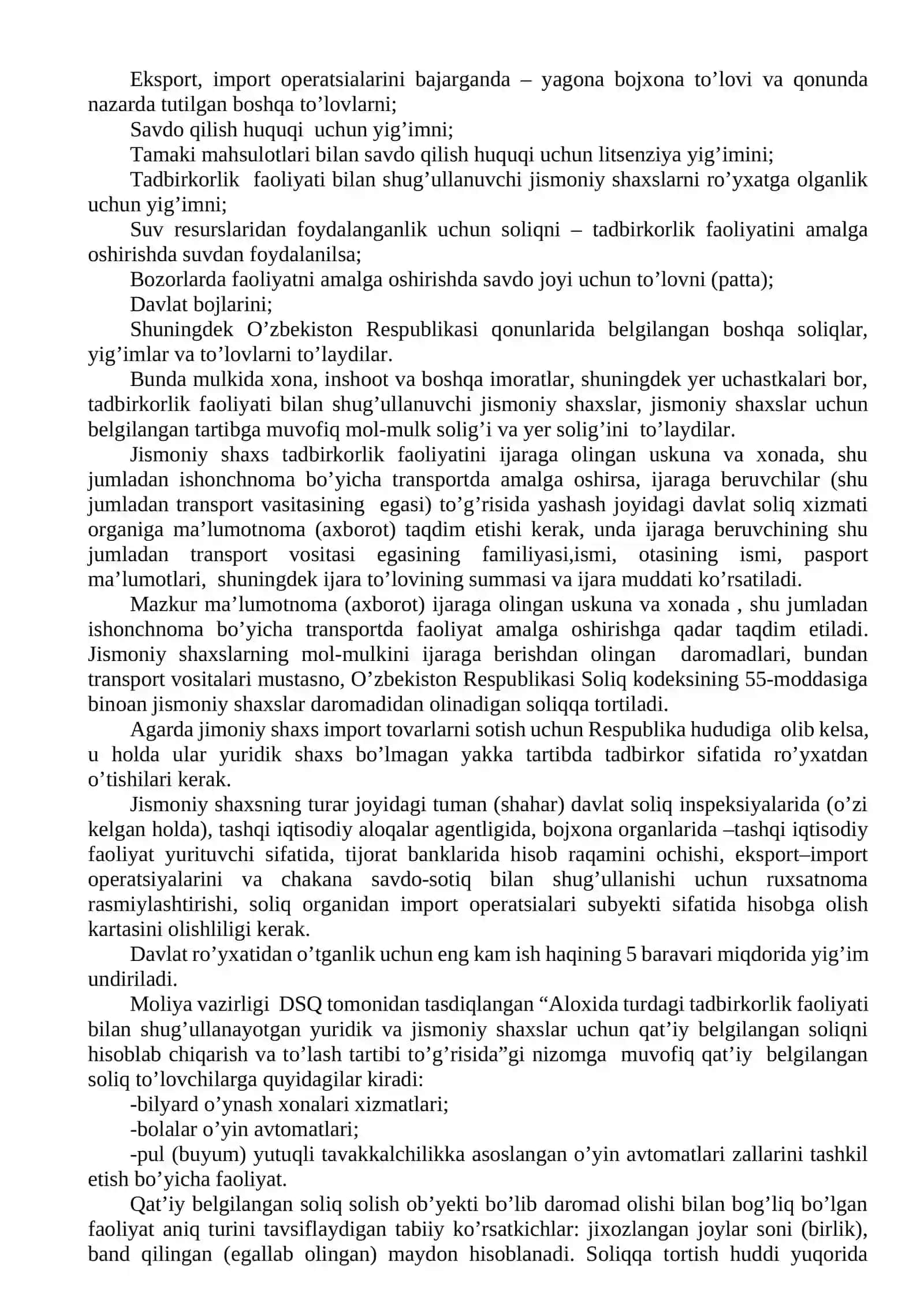 Yakka tartibda mehnat faoliyati bilan shug'ullanuvchi tadbirkorlarni soliqqa tortish xususiyati 2
