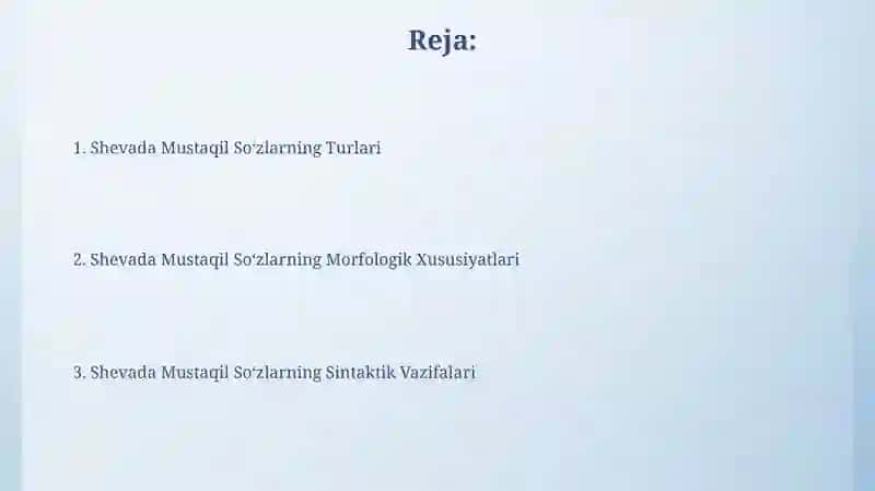 Shevalarda mustaqil so'zlar 2