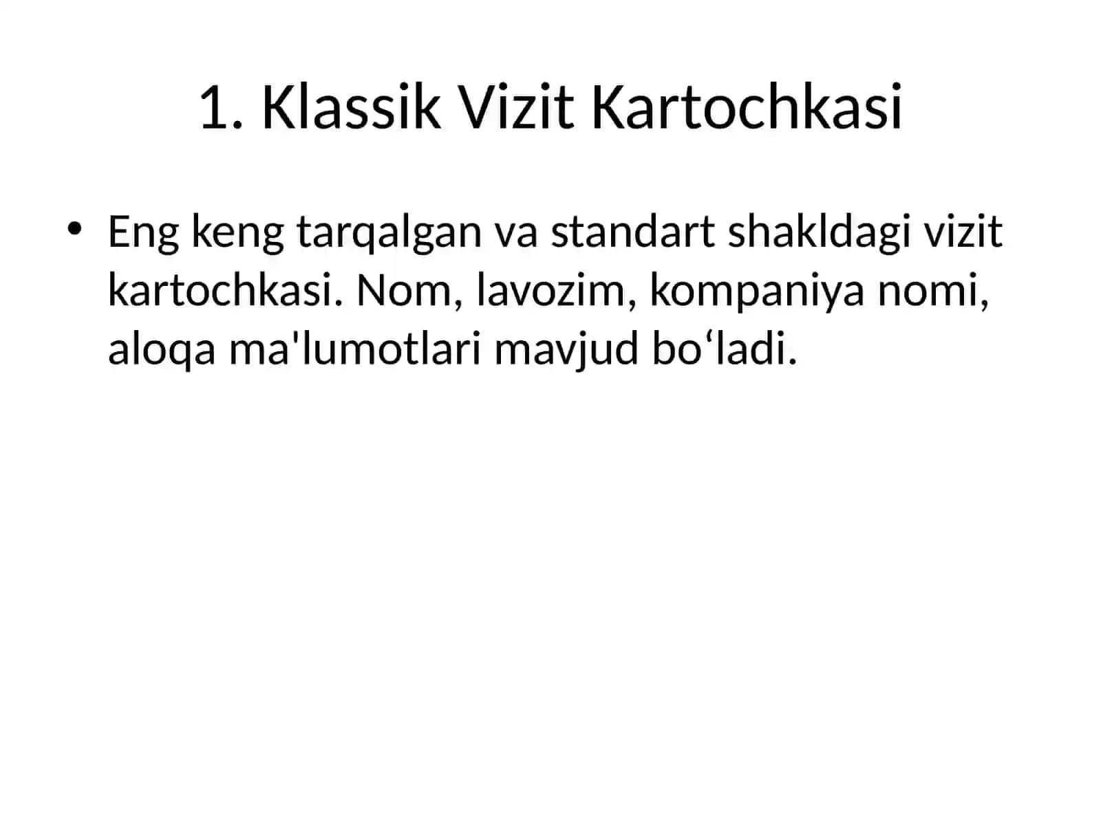 Vizit Kartochkalari Turlari 2