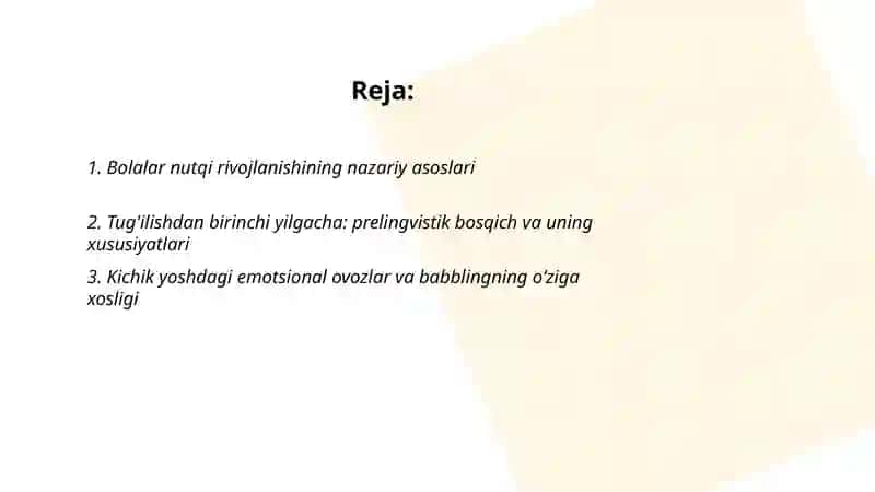 Bolalar nutqi rivojlanishining uziga xos xususiyatlari va bosqichlari 2