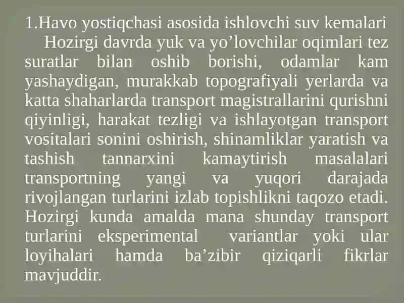 Hаvo yostiqchаsi аsosidа ishlovchi suv kemаlаri 2