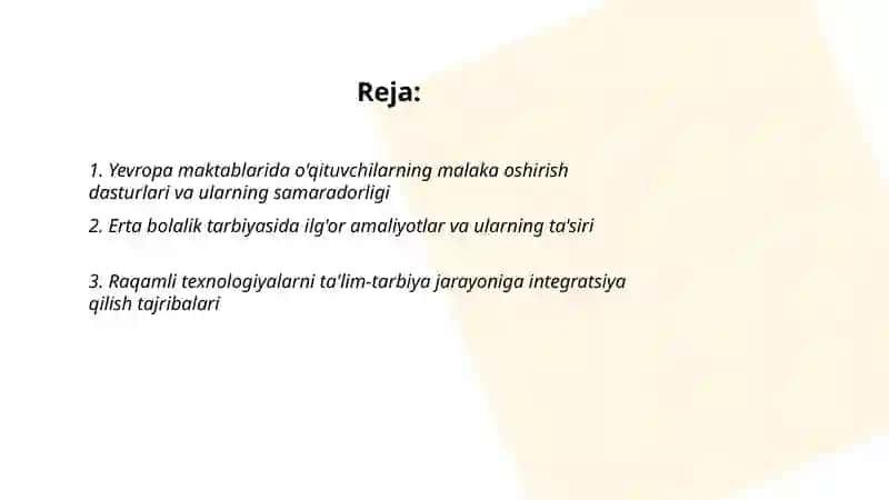 Yevropa mamlakatlarining tarbiya jarayoni samaradorligini oshirish uchun ilğor tajribalari 2