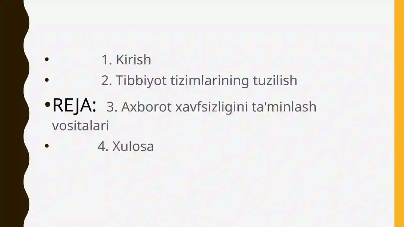mAVZU: Tibbiyot tizimlarining axborot xavfsizligini ta'minlash 2