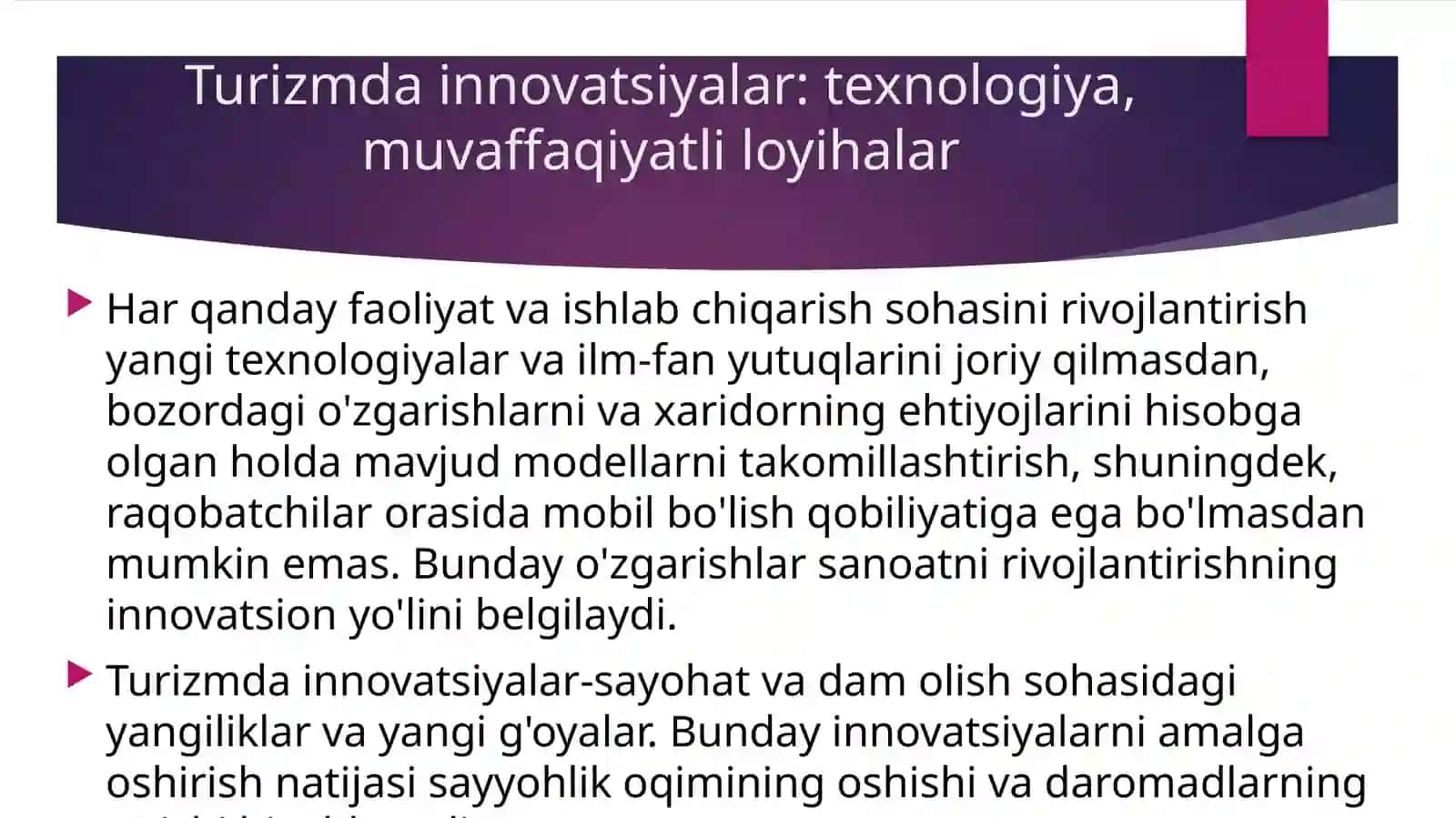 TURIZM INDUSTRIYASIDA TEXNOLOGIK YANGILIKLARNI BOSHQARISH 2