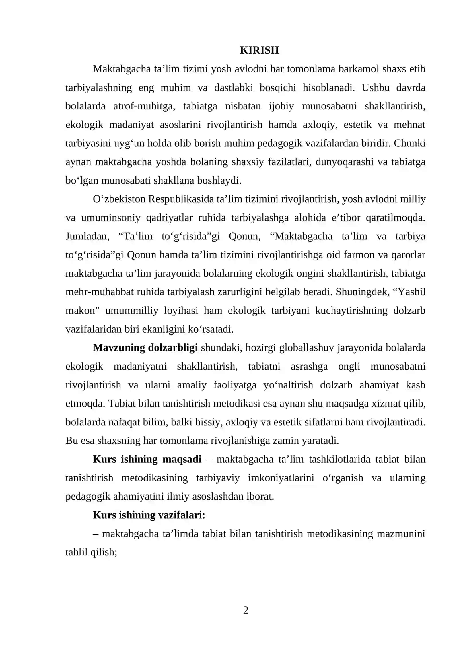 Tabiat bilan tanishtirish metodikasining tarbiyaviy imkoniyatlari 2