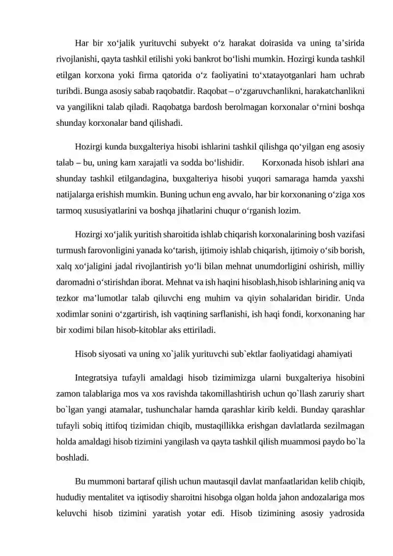 Xo’jalik yurituvchi sub’ektlar hisob siyosati auditi 2