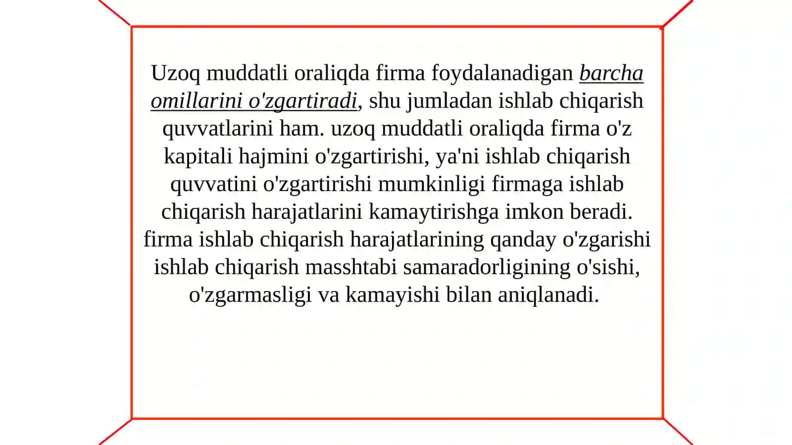 Uzoq muddatli firma va tarmoqning muvozanati 2