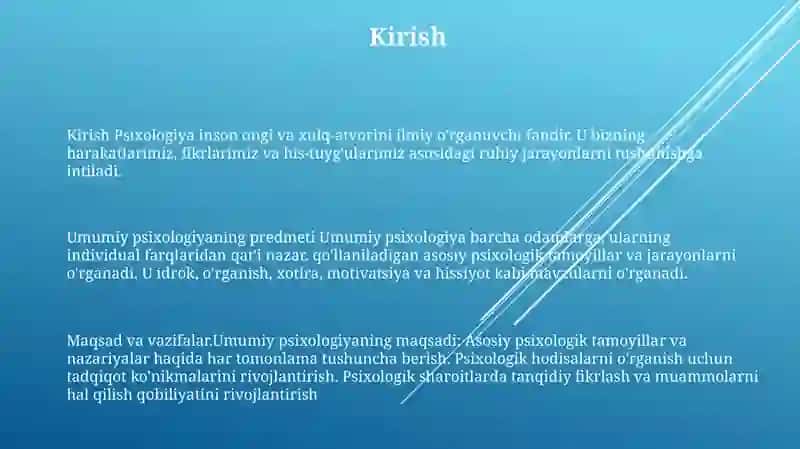 Umumiy Psixologiya Fanining Predmeti, Maqsad Va Vazifalari 2