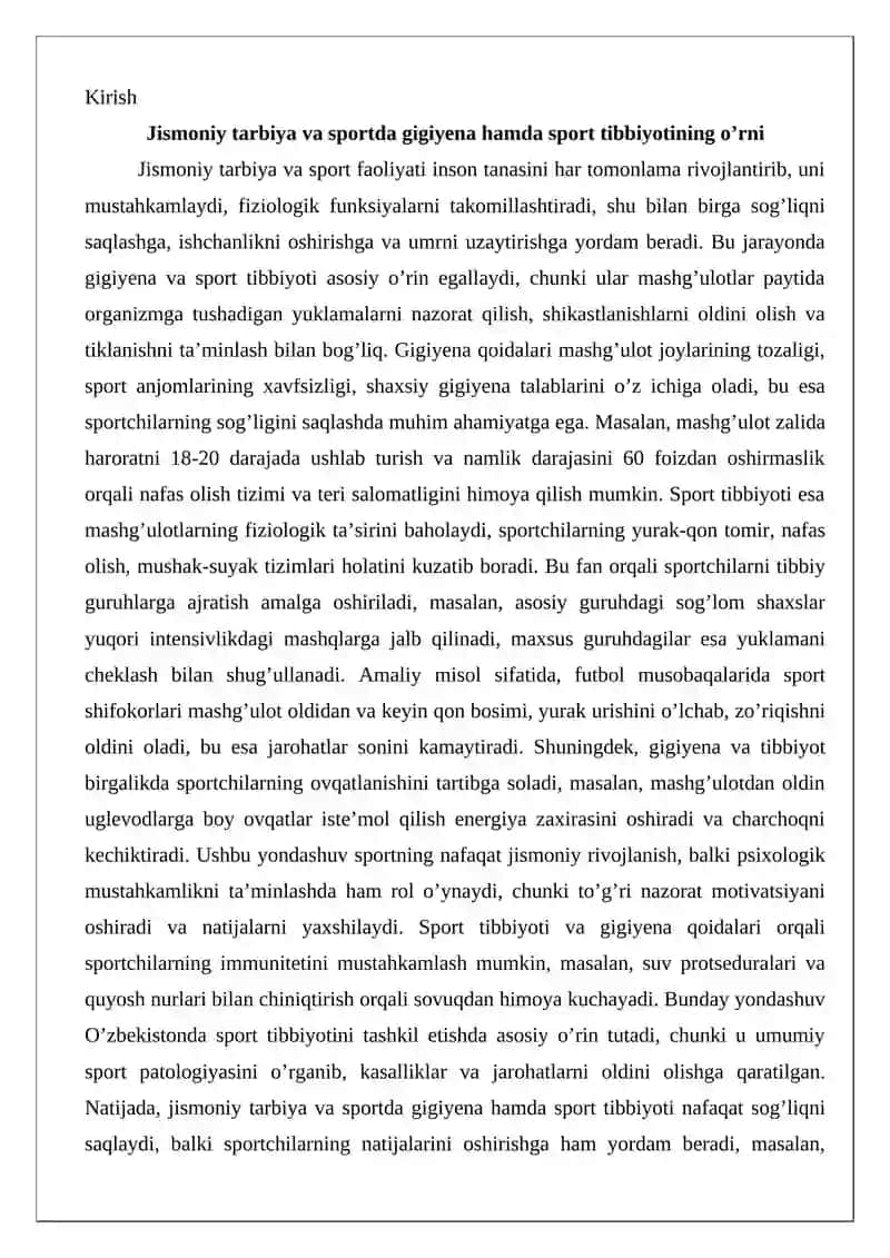 Jismoniy Tarbiya va Sportda Gigiyena va Sport Tibbiyoti 2