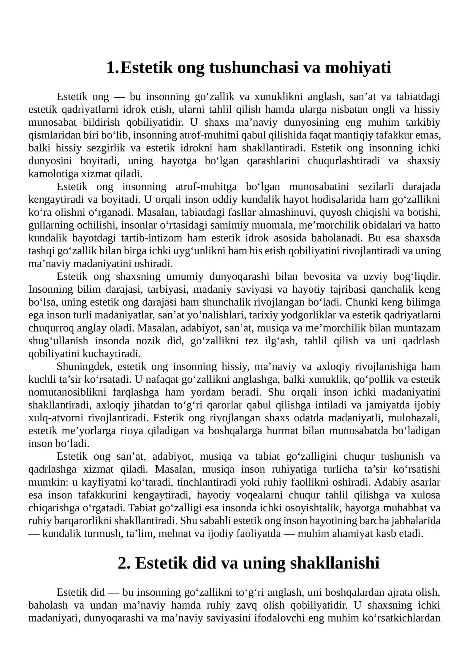 Estetik ong, estetik did, estetik his-tuyg‘u 2