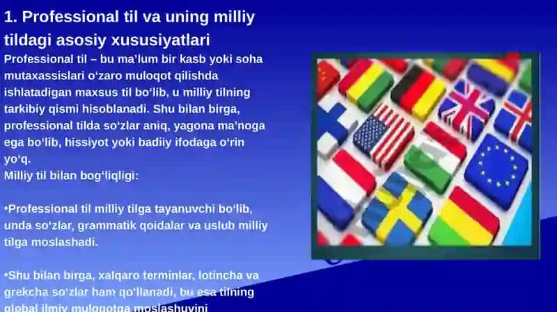 Professional tillar va ularning milliy tilda asosiy xususiyatlari 2