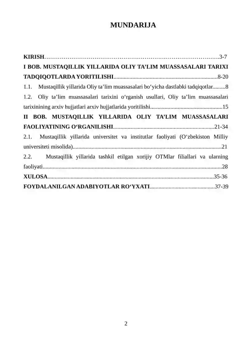 Mustaqillik yillarida Oliy ta’lim muassasalari tarixini o‘rganilishi masalalari 2