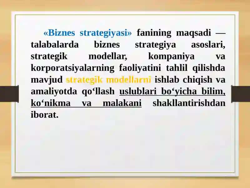 Biznes strategiyasi 2