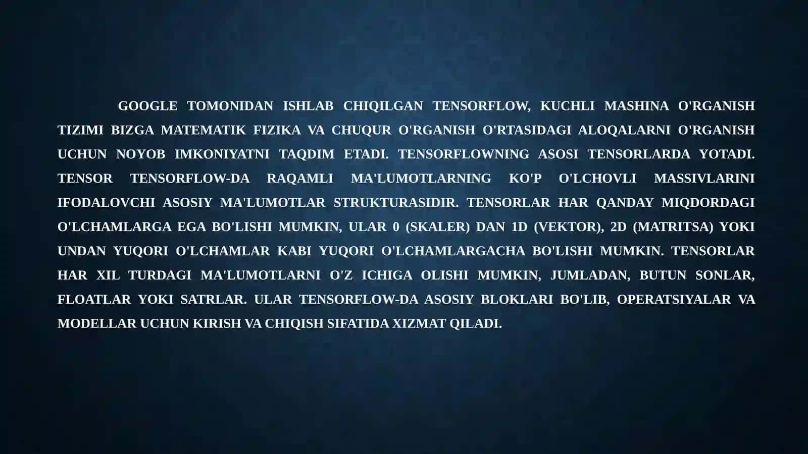 Tensorflow orqali tensorlarda operatsiyalarni bajarish 2