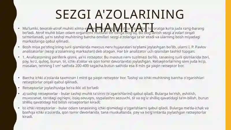 Analizatorlarning yosh xususiyatlar va ahamiyati 2