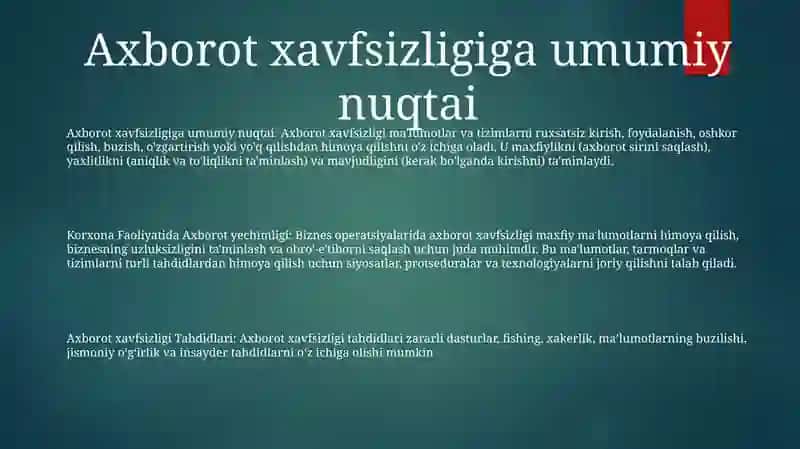 Axborot Xavfsizligi haqida qo'llanma 2